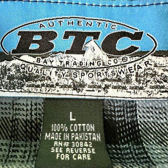 BTC Plaid Flannel Button Up Shirt Mens Large Blue Gray Black Western Country NWT - Picture 7 of 10